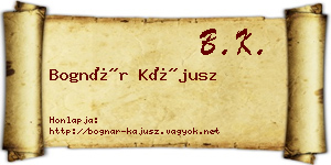Bognár Kájusz névjegykártya